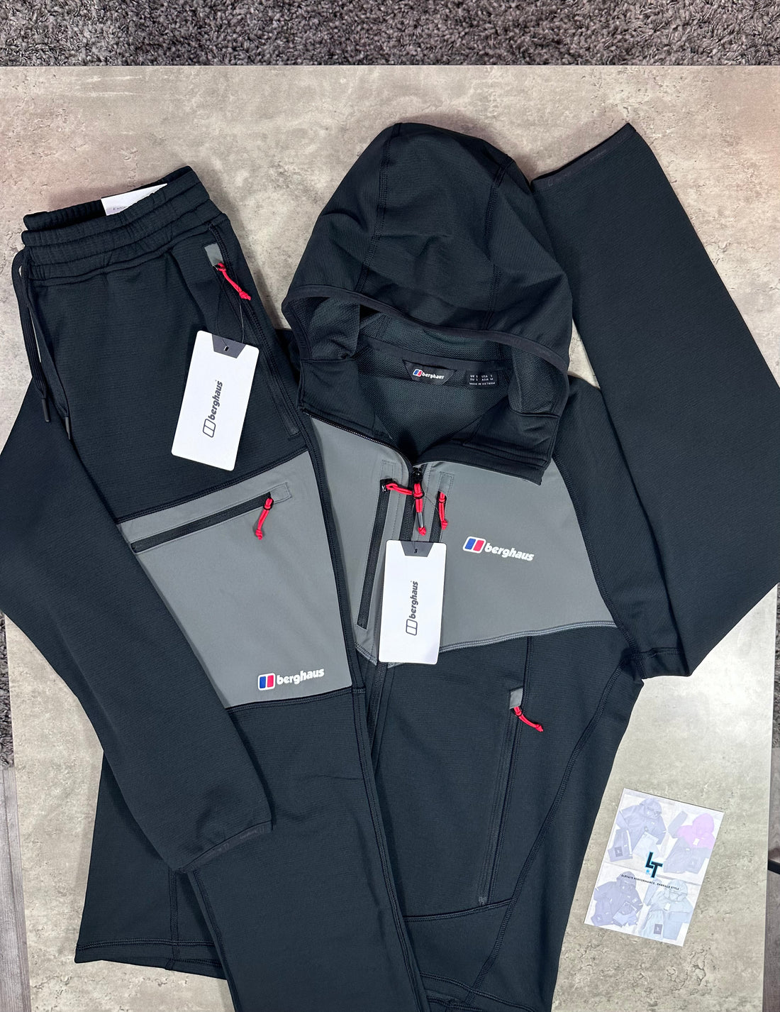 BERGHAUS FLEECE PLUS TRACKSUIT - BLACK/GREY/RED