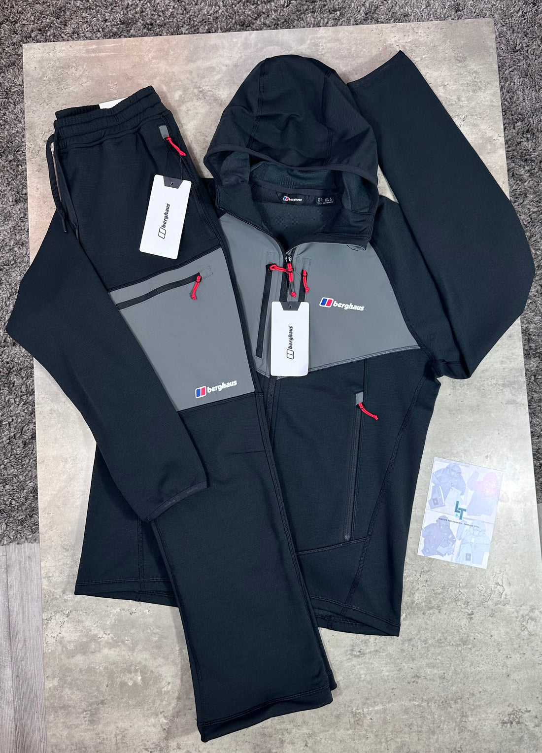 BERGHAUS FLEECE PLUS TRACKSUIT - BLACK/GREY/RED