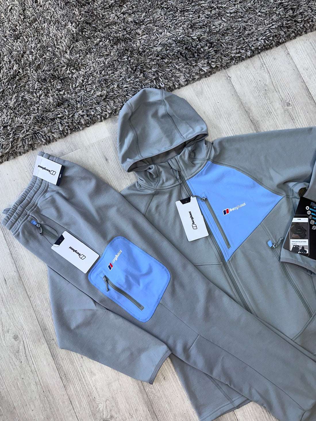 BERGHAUS FLEECE TRACKSUIT - GREY/LIGHT BLUE