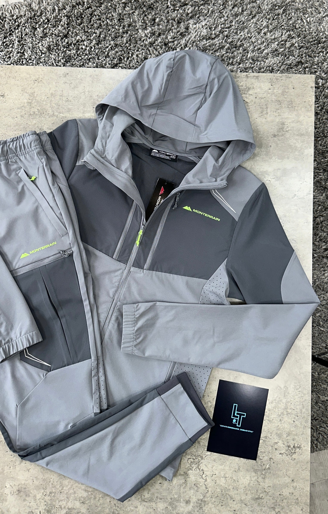 MONTERRAIN WOVEN TRACKSUIT - GREY / VOLT