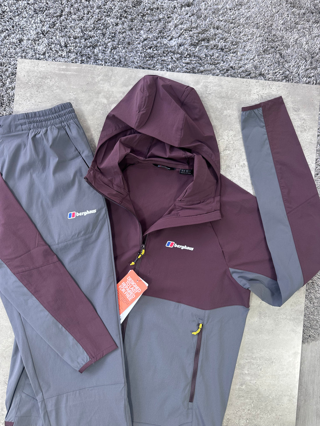 BERGHAUS WOVEN TRACKSUIT - GREY / MAROON
