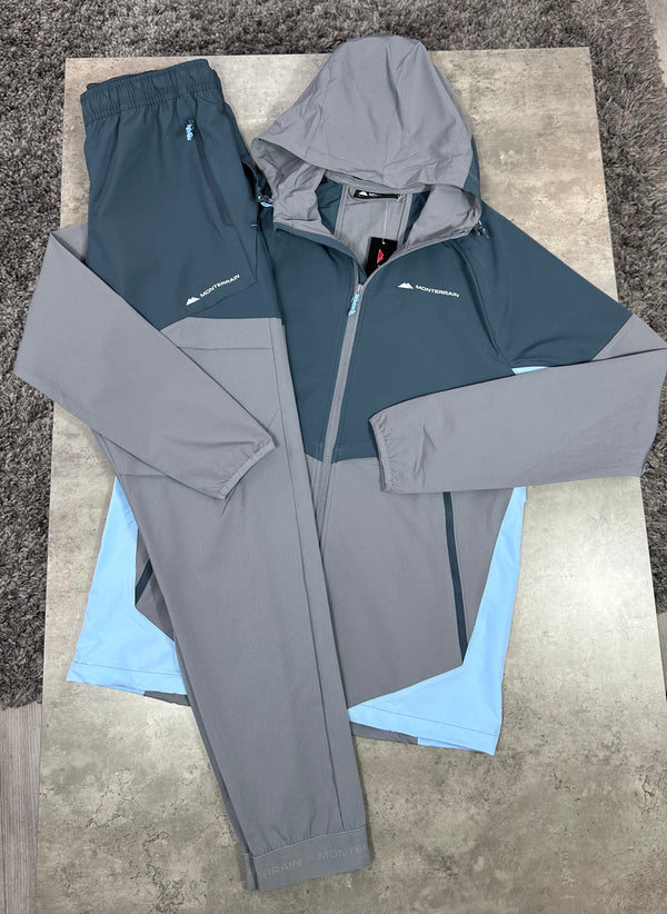 MONTERRAIN WOVEN TRACKSUIT - GREY / SKY / DARK TEAL