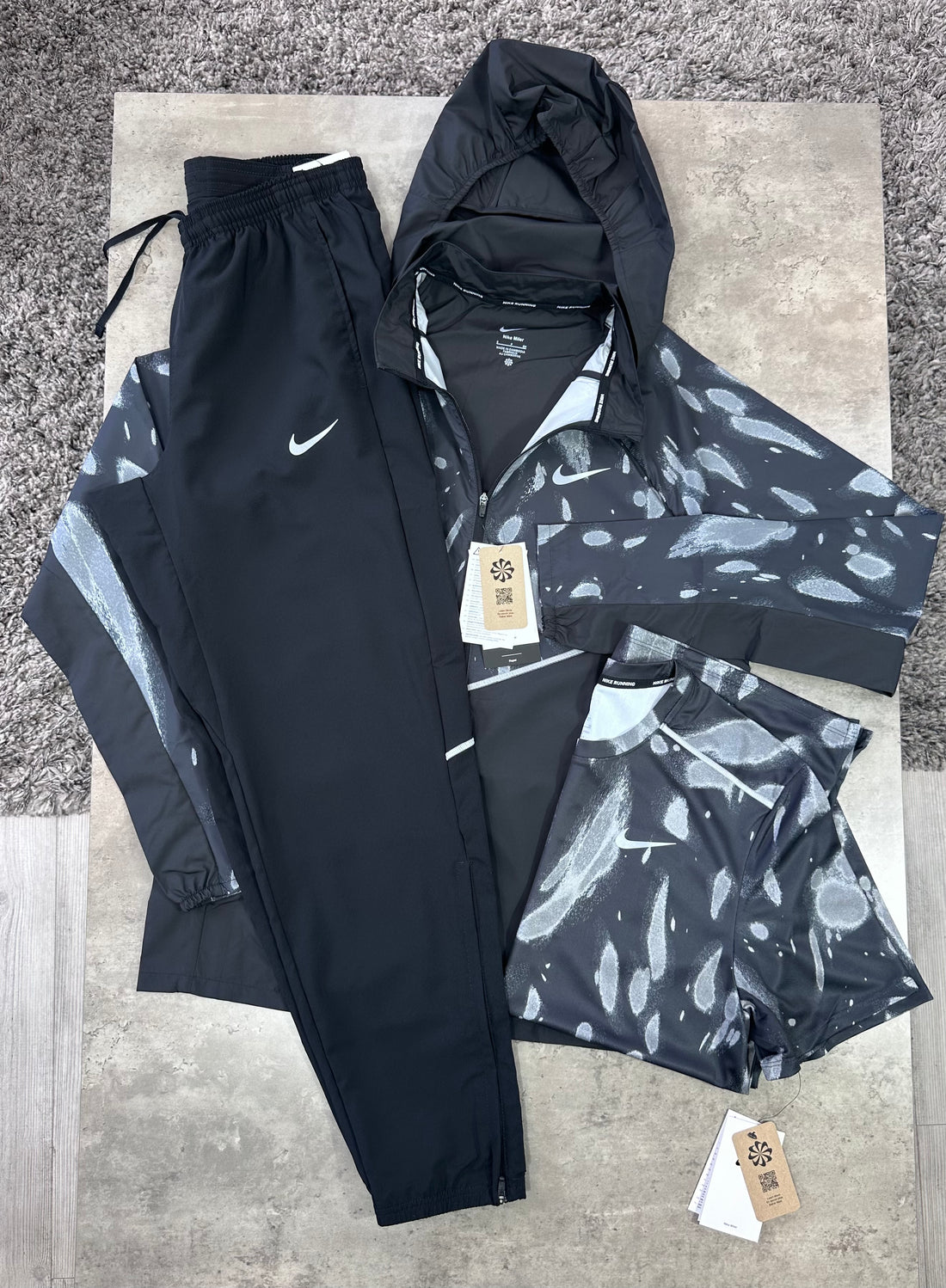 NIKE PRINTED UV MILER TRI TRACKSUIT - BLACK / GREY