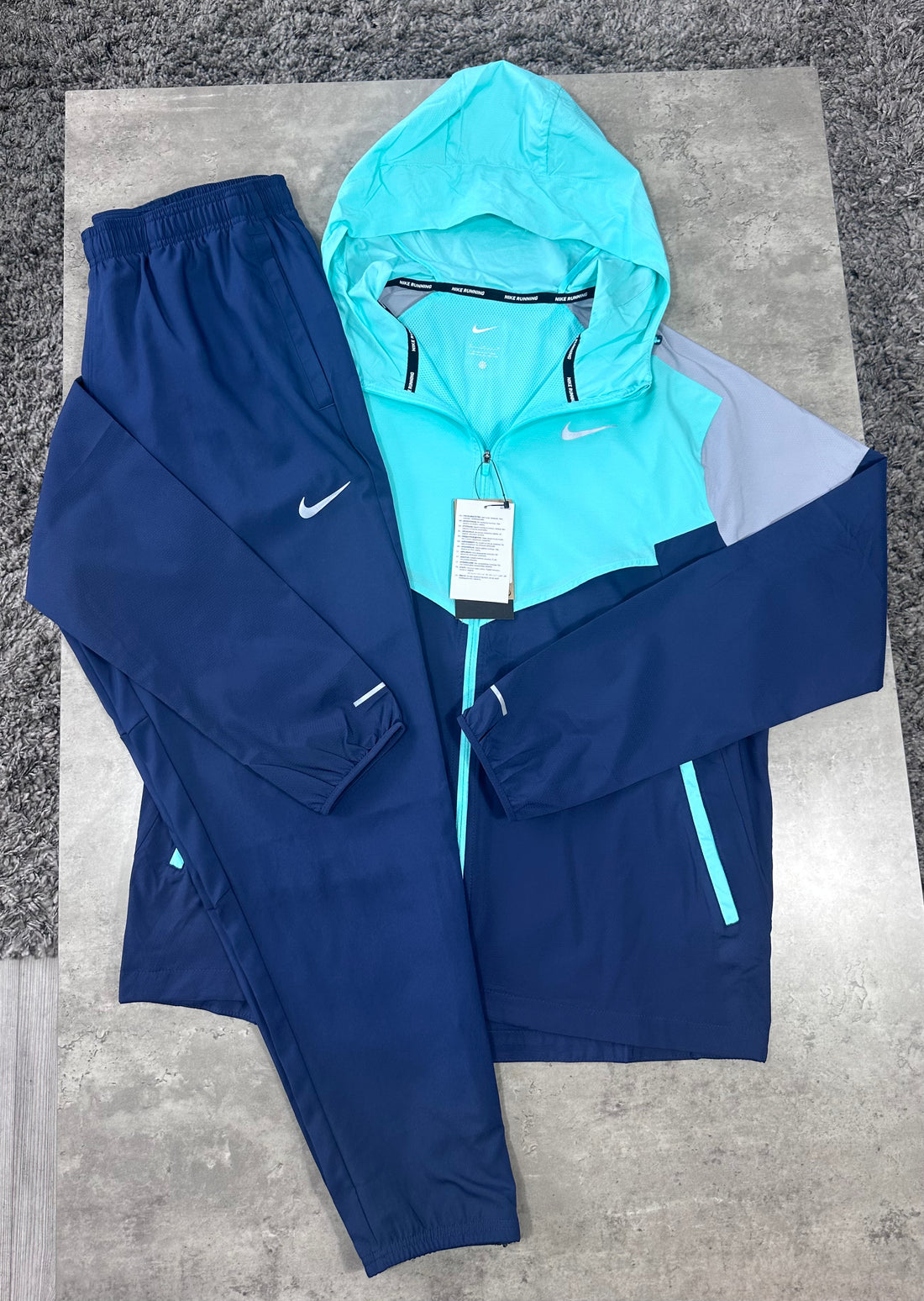NIKE WINDRUNNER TRACKSUIT - NAVY / TURQUOISE / GREY