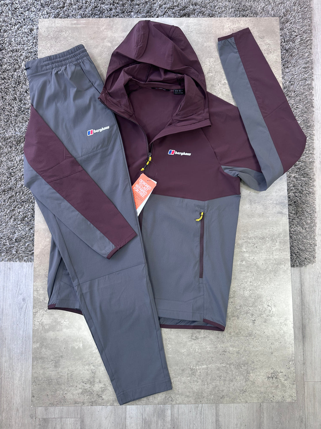 BERGHAUS WOVEN TRACKSUIT - GREY / MAROON