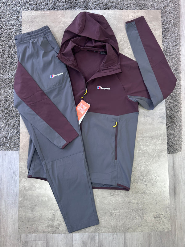 BERGHAUS WOVEN TRACKSUIT - GREY / MAROON