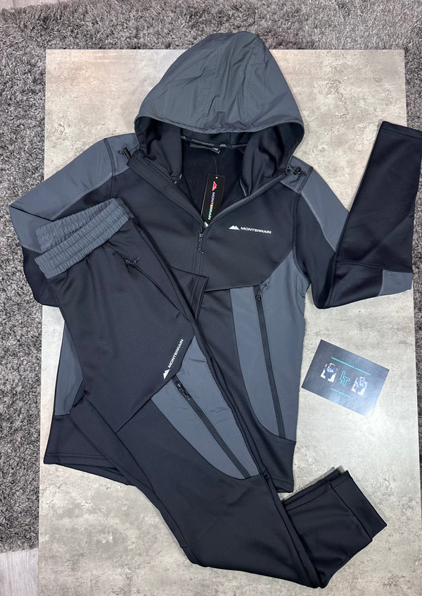 MONTERRAIN FLEECE TRACKSUIT - BLACK / GREY