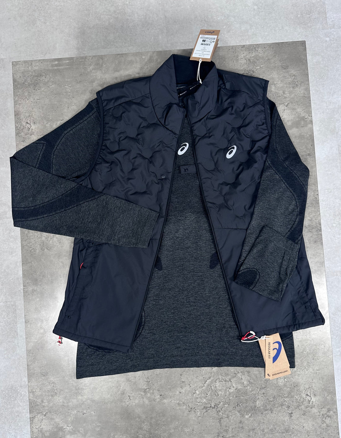 ASICS ROAD GILET TRI TRACKSUIT - BLACK / DARK GREY