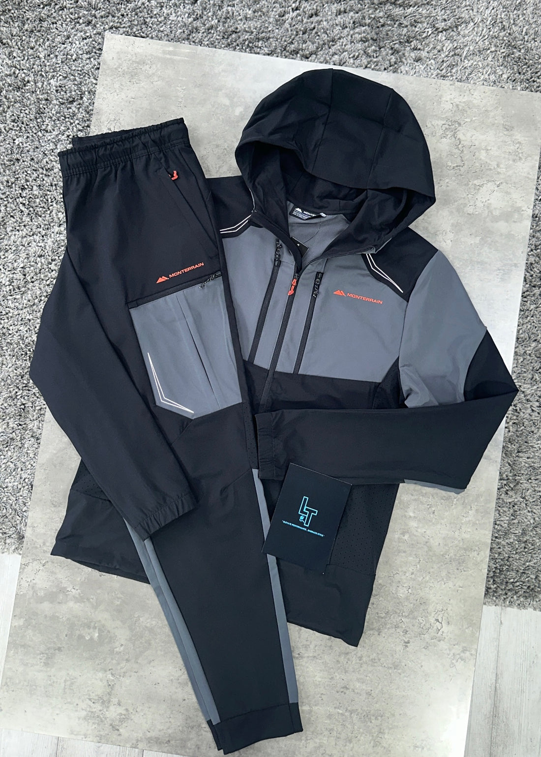 MONTERRAIN WOVEN TRACKSUIT - BLACK/GREY/ORANGE