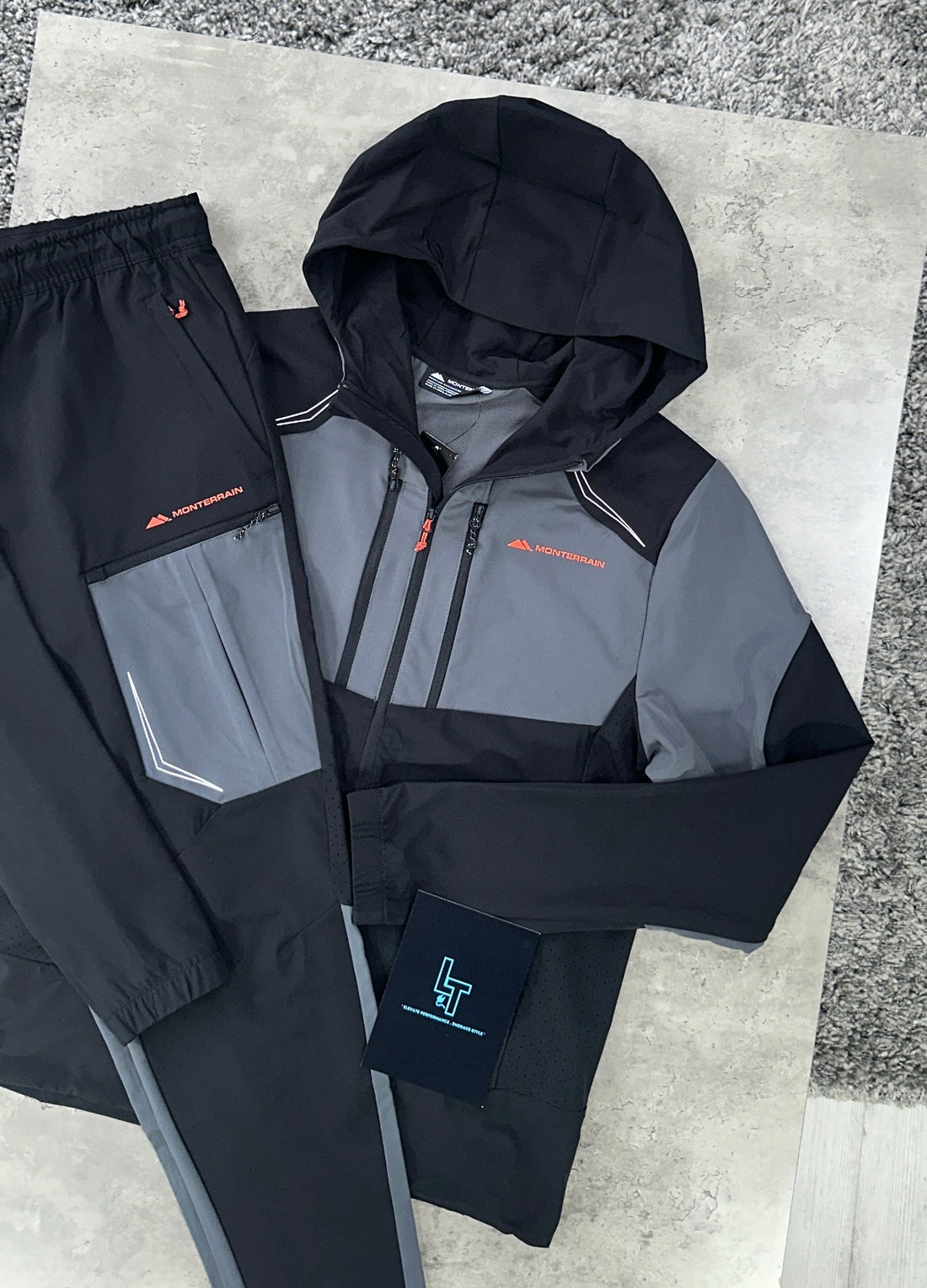 MONTERRAIN WOVEN TRACKSUIT - BLACK/GREY/ORANGE
