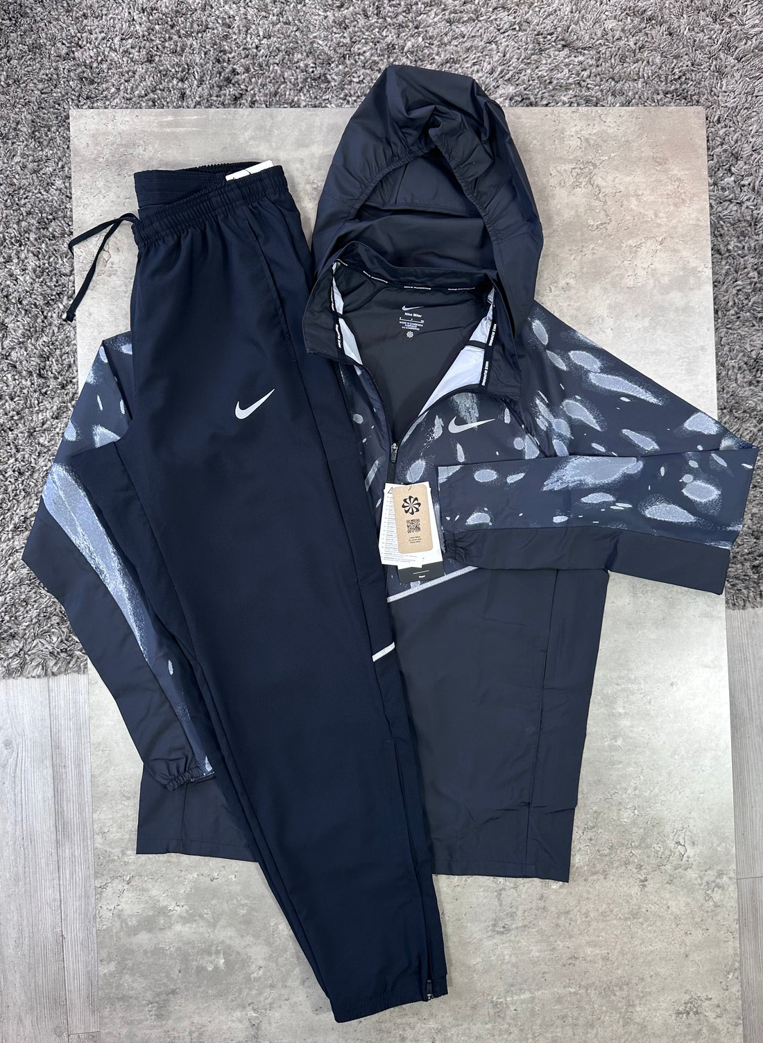 NIKE PRINTED UV MILER TRACKSUIT - BLACK / GREY