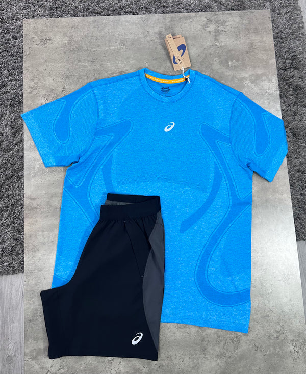 ASICS ROAD SEAMLESS SET - AEGEAN BLUE / BLACK / GREY