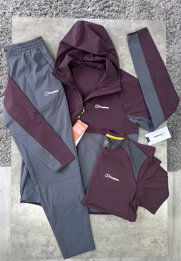 BERGHAUS WOVEN TRACKSUIT TRI SET - GREY / MAROON